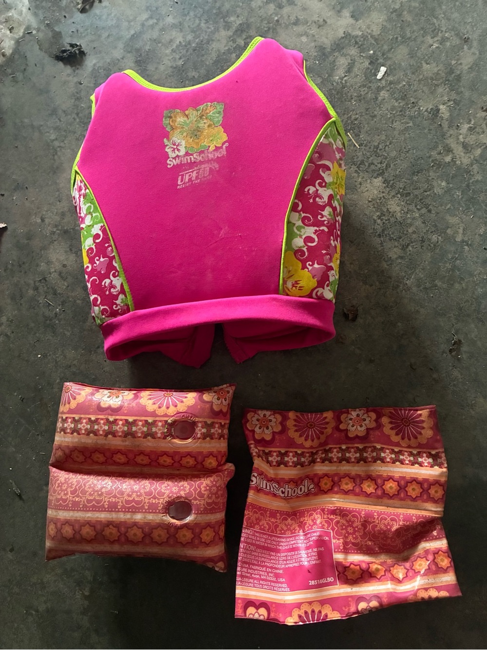 Kids Pink Life Vest and Arm Floats Set